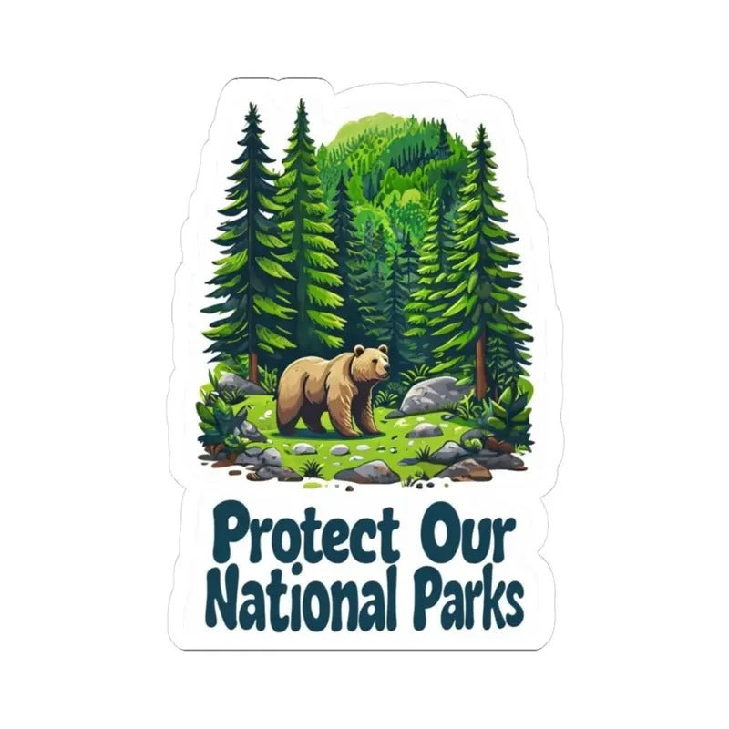 Protect Our National Parks Sticker, Classic Park Entrance Sign Decal, Public Lands Conservation Sticker, Cool Gift for...