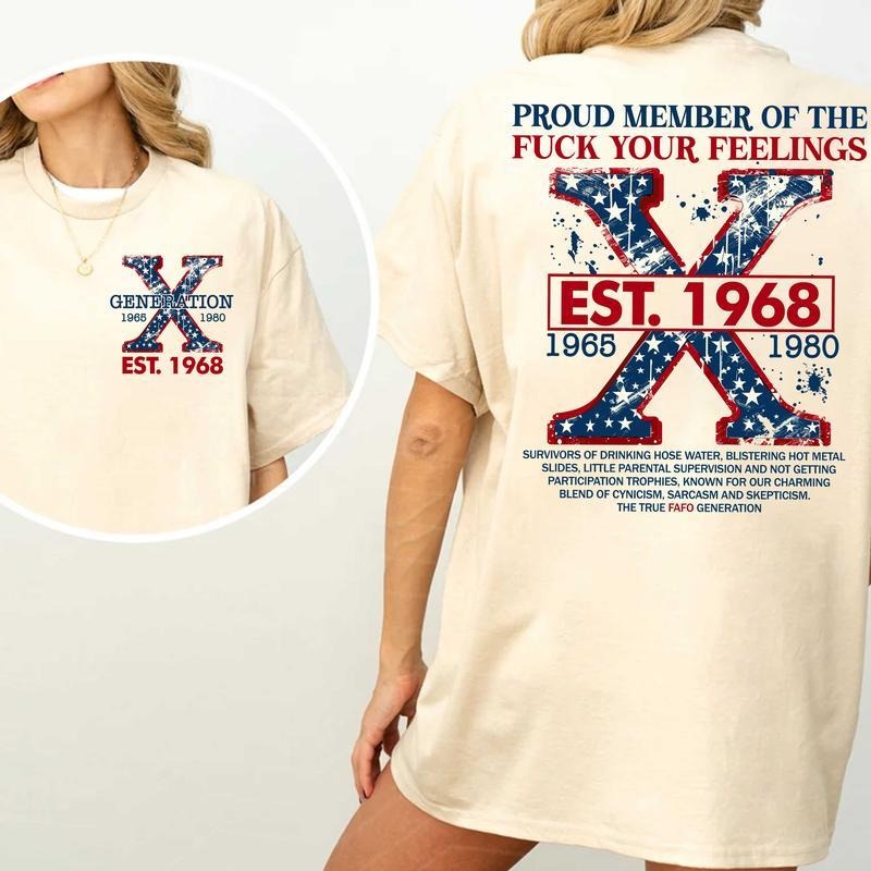 Proud Gen X Member Customized Year Shirt - Cream Cotton Top - All Sizes Available Hoodie, Sweatshirt | ZylaModa.com