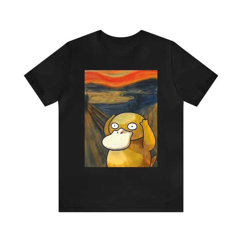Psyduck the Scream Shirt Cute Outfit Retro Short Sleeve Casual Classic Cotton Graphic Tees Hoodie, Sweatshirt | ZylaModa.com