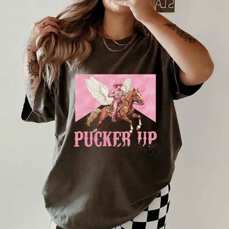 Pucker Up Cowboy Shirt ~ Unisex Apparel Relaxed Fit Printed In The USA Clothing Womenswear Casual Comfort Cotton Top...