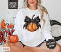 Pumpkin Bow Sweatshirt Comfort Colors, Halloween Crewneck, Fall Sweater Womenswear T-Shirts, Hoodie | ZylaModa.com