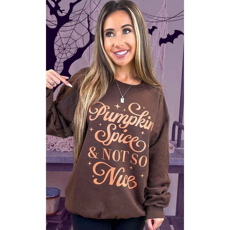Pumpkin Spice & Not So Nice Fall Graphic Sweatshirt T-Shirts, Hoodie | ZylaModa.com