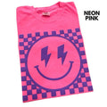 Purple Puff Checkered Happy Face Comfort Colors T-Shirt Hoodie, Sweatshirt | ZylaModa.com