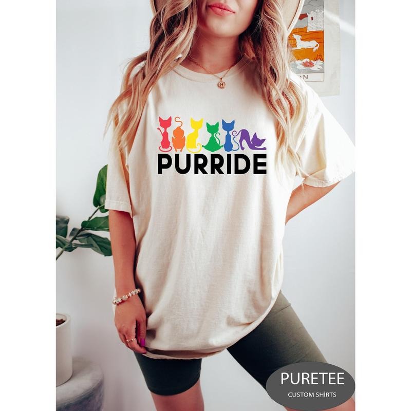 Purride Cat T Shirt Hoodie Sweater LGBT Flag Shirt Gay Pride Shirt LGBTQ Shirt Rainbow Cat Shirt Lesbian Gay Gift Rainbow...