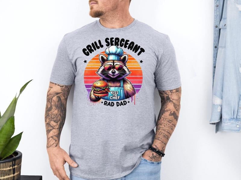 Rad Dad T-Shirt Grill Unisex Tee, Funny BBQ Shirt For Dad, Raccoon TShirt, Gift for BBQ Lover, Father Dad Gift, Grill...