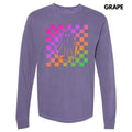 Rainbow Checkered Ghost Long Sleeve Comfort Colors T-Shirt 'NLB' Hoodie, Sweatshirt | ZylaModa.com