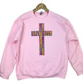 Rainbow Chenille Cross Patch Sweatshirt -- LIGHT PINK T-Shirts, Hoodie | ZylaModa.com