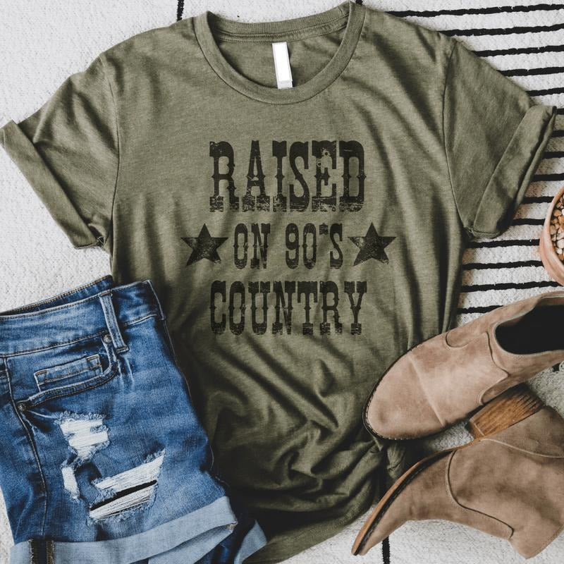 Raised On 90's Country Soft Graphic Tee Hoodie, Sweatshirt | ZylaModa.com