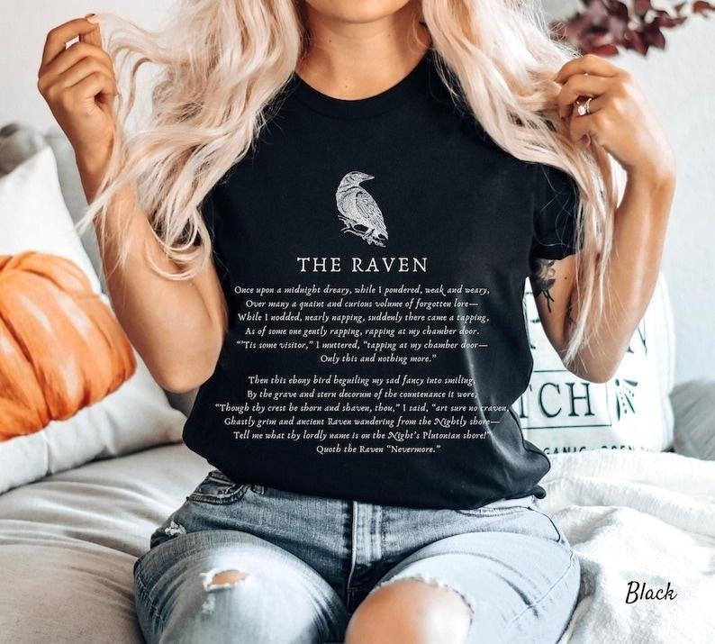 Raven Edgar Allan Poe Shirt, Poem Nevermore T shirt, Unisex Hoodie, Sweatshirt | ZylaModa.com