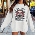 Rebel Mom Society  Halloween Skull & Letter Print Long Sleeve Pullover Sweatshirt, Women's Sportswear for Fall & Winter,...