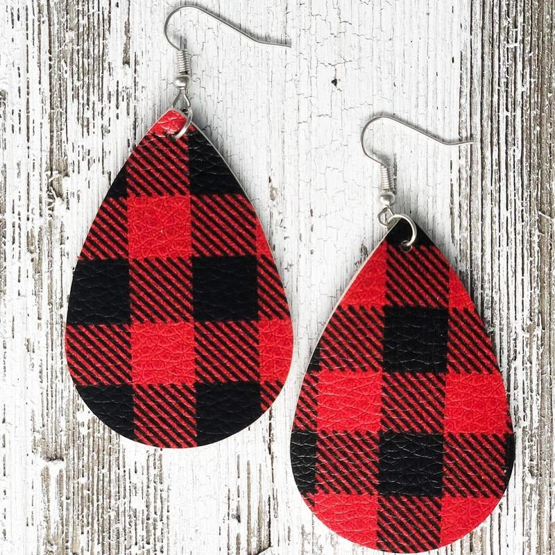 Red & Black Plaid Teardrop Earrings T-Shirts, Hoodie, Sweatshirt | ZylaModa.com