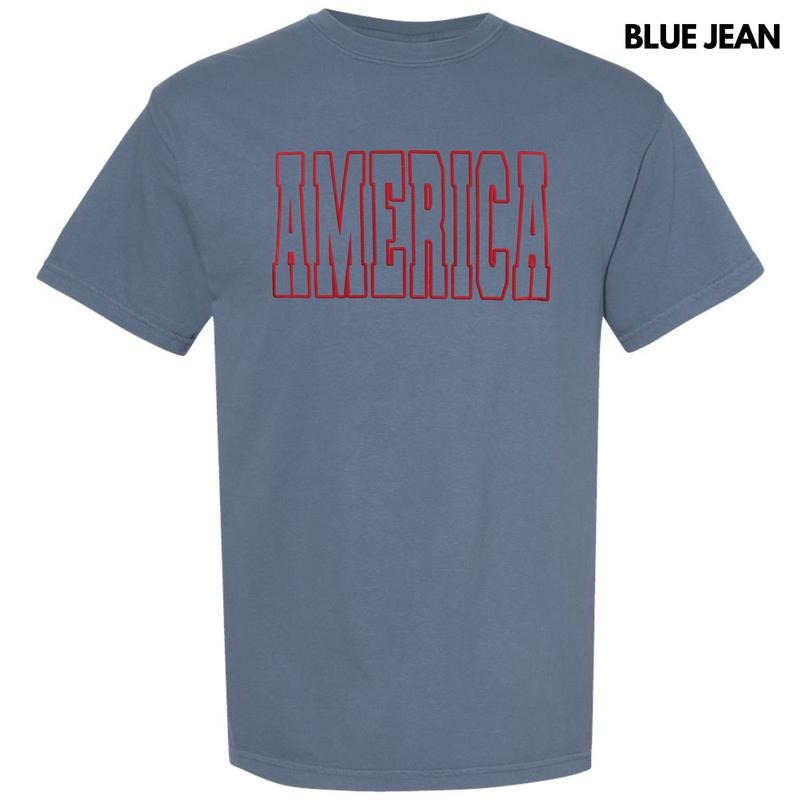 Red America Puff Comfort Colors T-Shirt Hoodie, Sweatshirt | ZylaModa.com