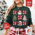 Red Coquette Christmas Sweatshirt, Merry Christmas Sweater, Women's Holiday Crewneck T-Shirts, Hoodie | ZylaModa.com