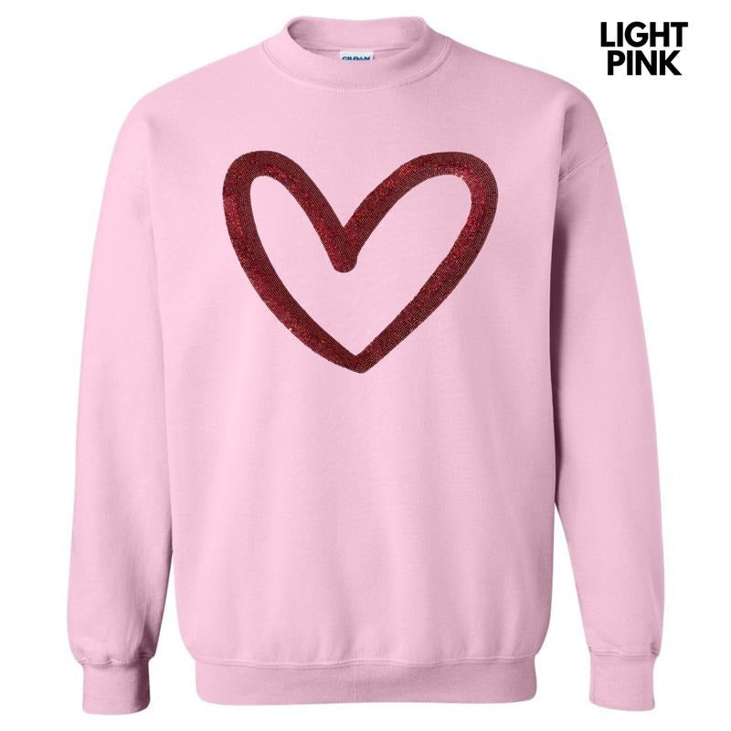 Red Cut Out Heart Sequin Patch Sweatshirt T-Shirts, Hoodie | ZylaModa.com