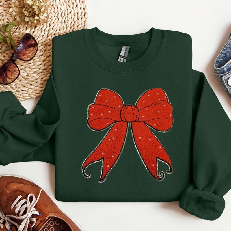 Red Holiday Bow Chenille Patch ONLY T-Shirts, Hoodie, Sweatshirt | ZylaModa.com