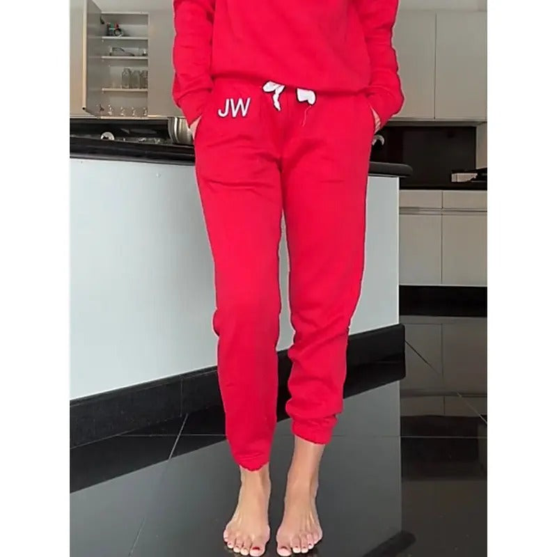 Red Initial Embroidered Sweatpants T-Shirts, Hoodie, Sweatshirt | ZylaModa.com