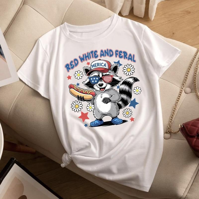 Red White And Feral Fourth Of July T-Shirt, 4th Of July Shirt, Tees For Men And For Women Hoodie, Sweatshirt | ZylaModa.com