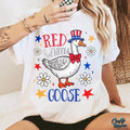 Red White And Goose Shirt, Funny 4th of July Shirt, Boho Patriotic Floral Fourth of July g, Retro America , Cute American...