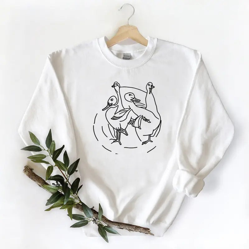 Retro 3 Ducks In A Row Unisex Tshirt Sweatshirt Hoodie, for duck hunters, husbands and Mallard duck lovers | ZylaModa.com