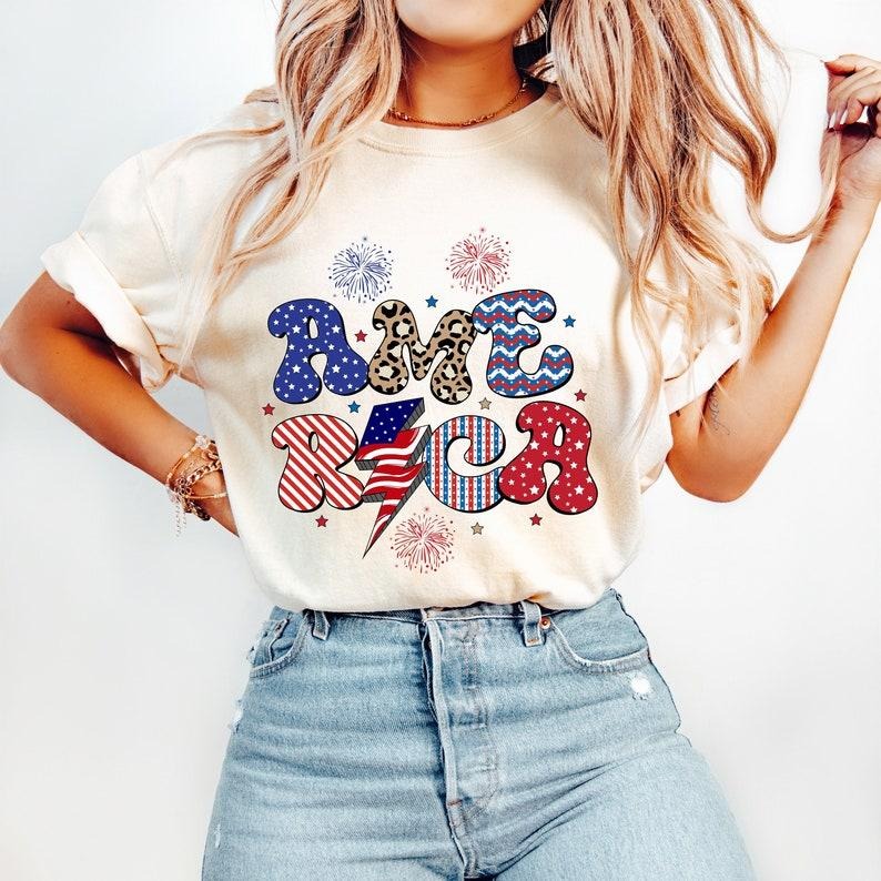 Retro 4th of July, America, Sublimation, USA Tshirt Hoodie, Sweatshirt | ZylaModa.com
