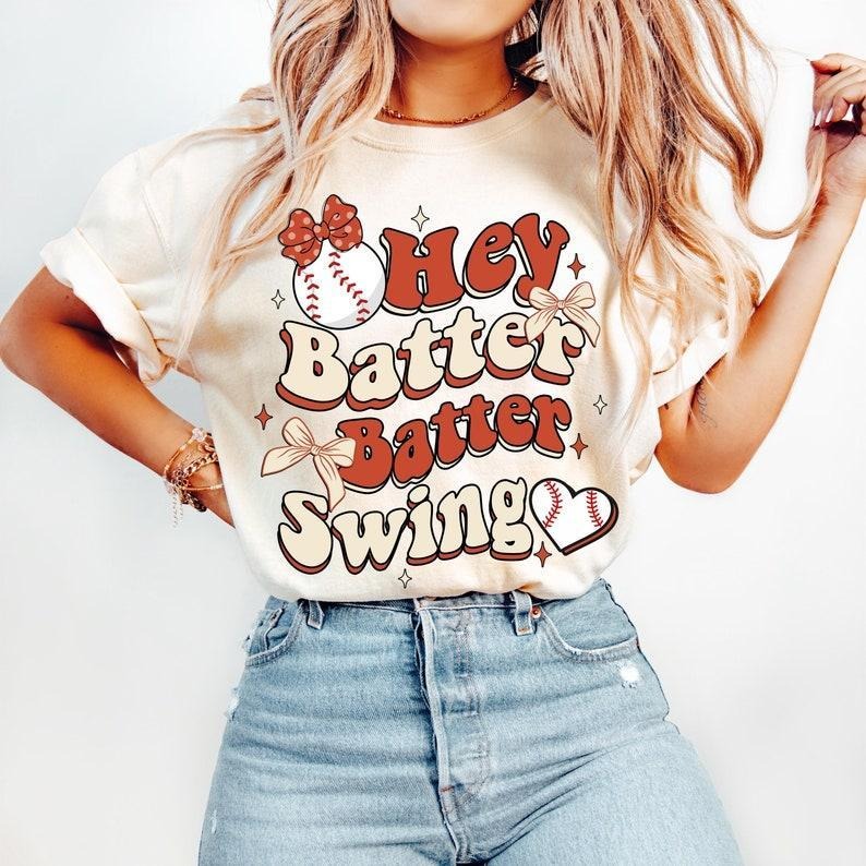 Retro Baseball Coquette tshirt-sweatshirt-hoodie, Hey Batter Batter sweatshirt, Game Day Baseball tshirt, Baseball Bow...