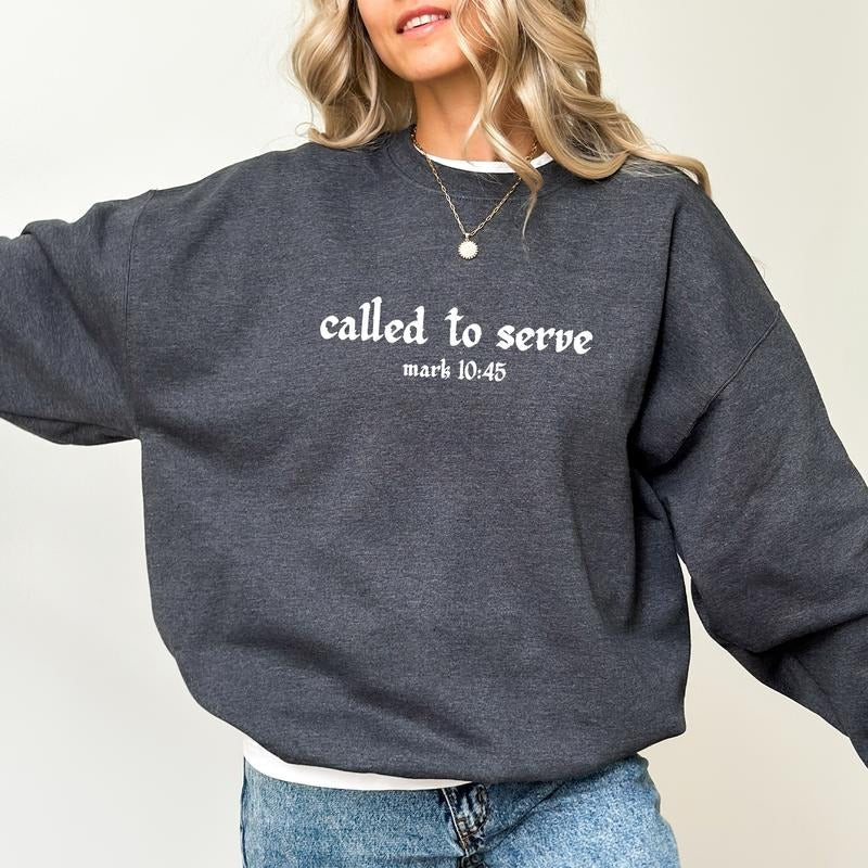 Retro Called To Served Sweatshirt, Religious Crewneck, Bible Verse Long Sleeved Pullover, Christian Gift Ideas T-Shirts,...