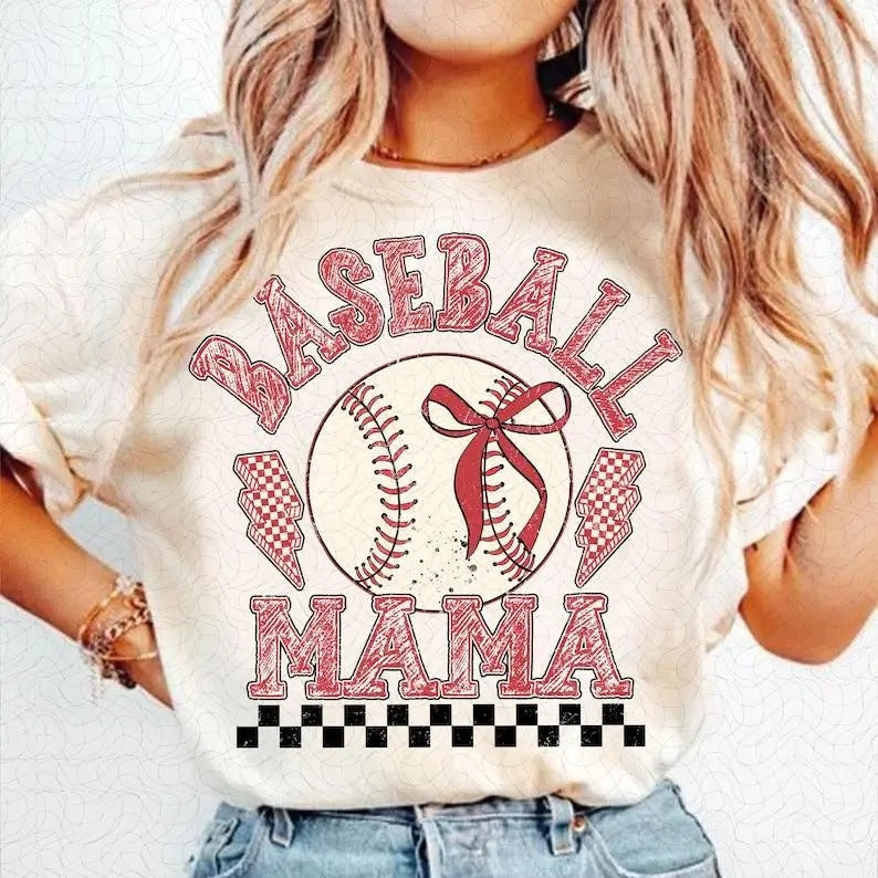Retro Checkered Baseball Mama Coquette Tshirt-sweatshirt-hoodie, Game Day Baseball sweatshirt, Baseball Mom tshirt,...