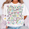 Retro Checkered Easter Coquette Bow T-Shirt, Easter Bow Shirt, Bunny Spring T-Shirt Hoodie, Sweatshirt | ZylaModa.com
