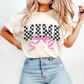 Retro Checkered Mama Coquette T-Shirt, Mama T-Shirt, Mama Varsity T-Shirt, Mothers Day T-Shirt, Gift for Mom, Mama Bow...