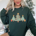 Retro Christmas Trees Sweatshirt, Holiday Crewneck Pullover, Holiday Shirts, Matching Family Shirts, Trendy Winter...