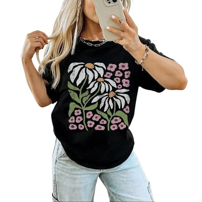 Retro Daisy Flower Shirt Boho Wildflower Sweatshirt Hoodie Botanical Shirt, Floral Unisex Gardening Plant Lover Gift
