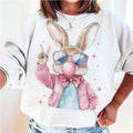 Retro Easter Bunny Blowing Bubble Sweatshirt, Vintage Happy Easter Sweater, Coquette Easter Shirt, Funny Easter Bunnie...