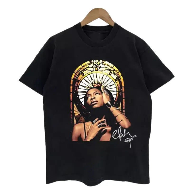 Retro Erykah Badu Live In Concert Cotton Short Sleeve Full Size Unisex Shirt Gift for Music Fans Hoodie, Sweatshirt