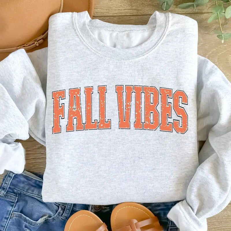 Retro Fall Vibes Sweatshirt, Cozy Fall Sweatshirt, Lovely Fall Shirt, Cute Fall Vibes Crewneck, Women Fall Gift Shirt,...