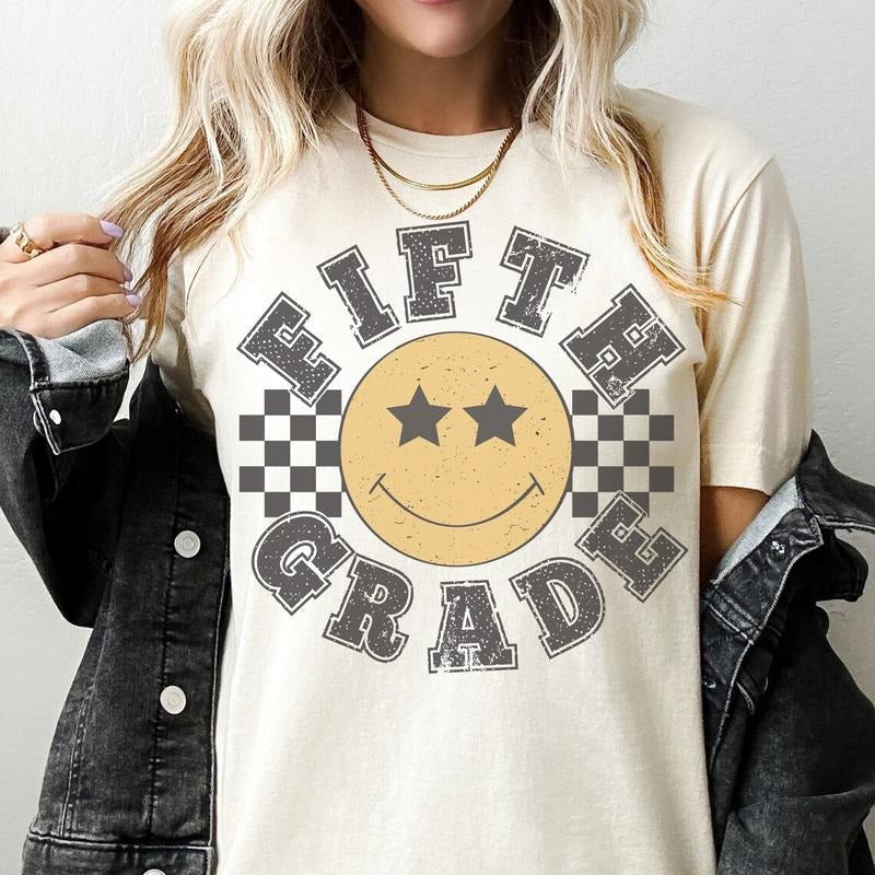 Retro Fifth Grade Teacher Shirt, 5th Grade Teacher Tee, First Day of School Matching Tshirt Hoodie, Sweatshirt | ZylaModa.com