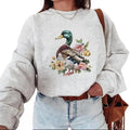 Retro Floral Mallard Duck Hunting Adventure Sweatshirt Unisex T-shirt Hoodie Cotton Pullover Womenswear Day | ZylaModa.com