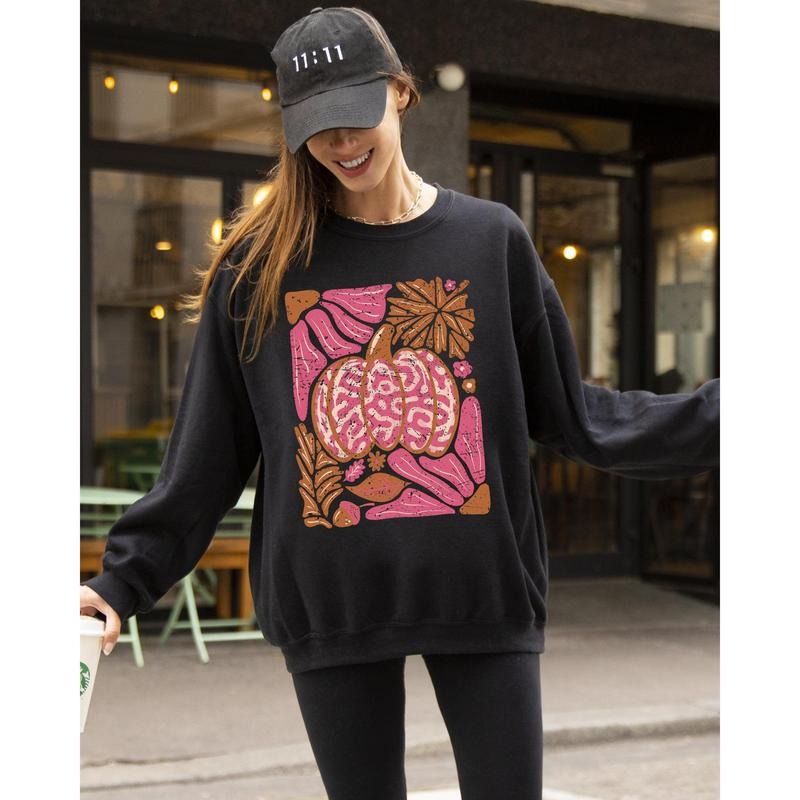Retro Floral, Pumpkin, Halloween, Jack-o-lantern, Fall, Autumn Sweatshirt T-Shirts, Hoodie | ZylaModa.com