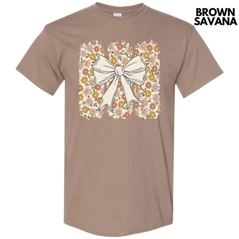 Retro Flower Bow Gildan Short Sleeve T-Shirt 'NLB' Hoodie, Sweatshirt | ZylaModa.com