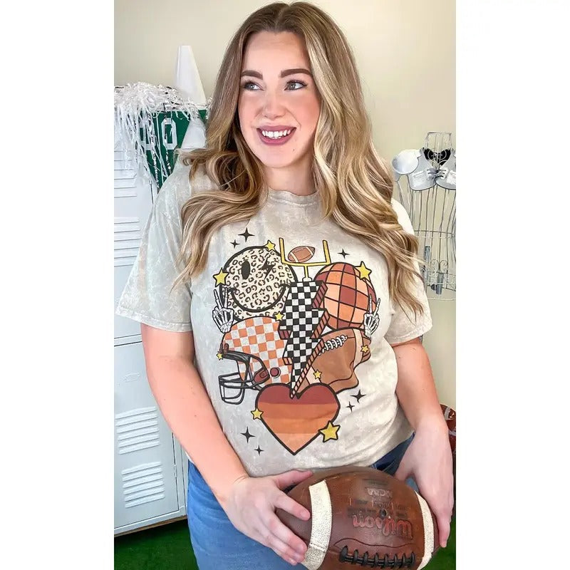 Retro Football Vibes Mineral Washed Graphic Shirt Hoodie, Sweatshirt | ZylaModa.com