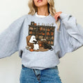 Retro Ghost Reading Books Sweatshirt, Librarian Ghost Halloween Sweatshirt, Halloween Teacher Sweatshirt, Halloween...
