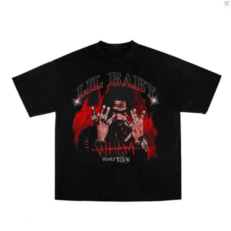 Retro Gift Lil Baby Wham World Tour T-Shirt Rap Tees Hip Hop Hoodie, Sweatshirt | ZylaModa.com