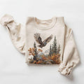 Retro Great Grey Owl Fall Mountain Scene Sweatshirt - Nineties 90s Vintage Birds Of Prey Forest Cotton Hoodie Pullover...