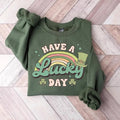Retro Have A Day Lucky Day Sweatshirt, Womens St Patricks Day Sweatshirt, Lucky Shamrock Sweatshirt, Cute Lucky...