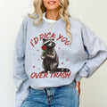 Retro I'D Pick You Over Trash Sweatshirt, Snarky Raccoon Long Sleeves Pullover, Funny Sarcastic Gifts, Humorous...