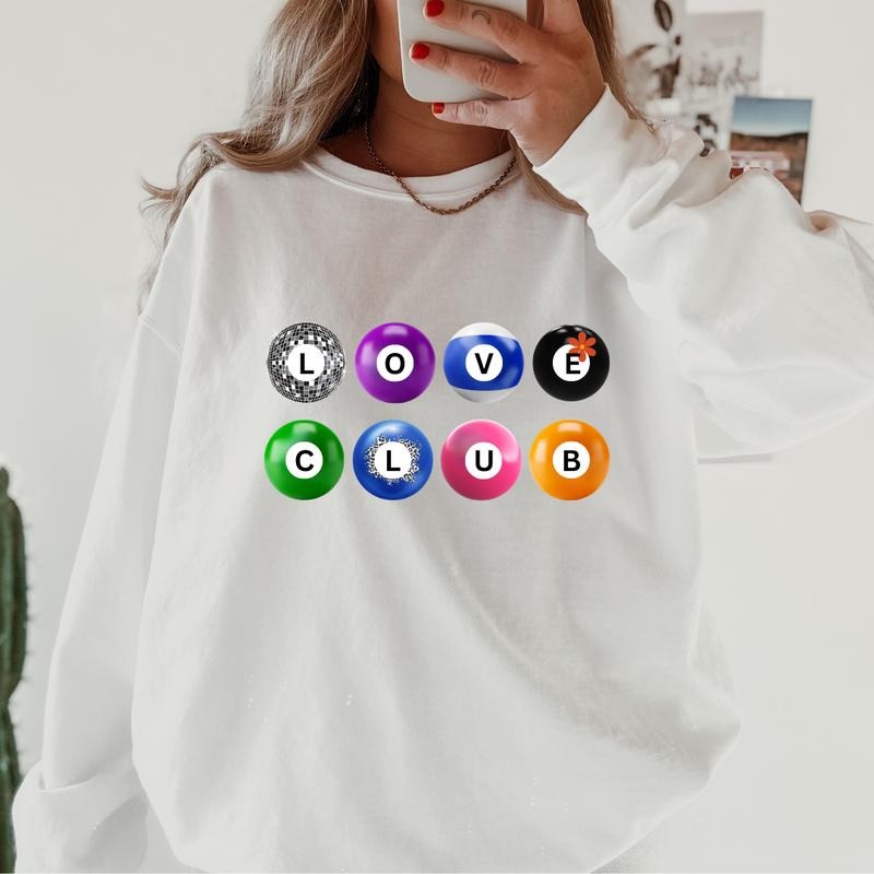 Retro Love Club #1 Graphic Crewneck ~ Sweatshirt Unisex Apparel Relaxed Fit Printed in the USA Clothing Womenswear Casual...