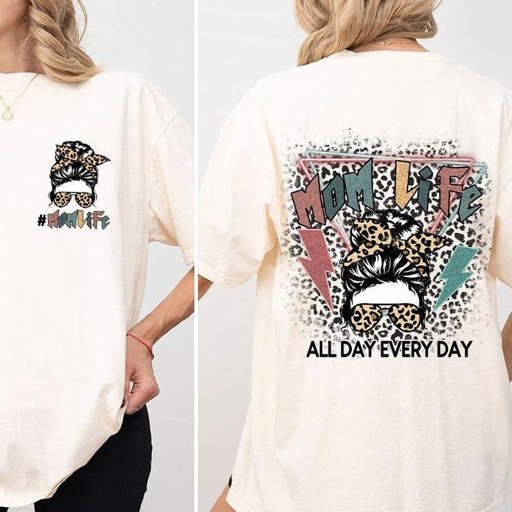 Retro Mom Life Comfort Color Shirt, Mom Leopard Shirt, Rock Mama Tee, Rock Mom T-Shirt, Retro Mama Shirt, Mom Life All...