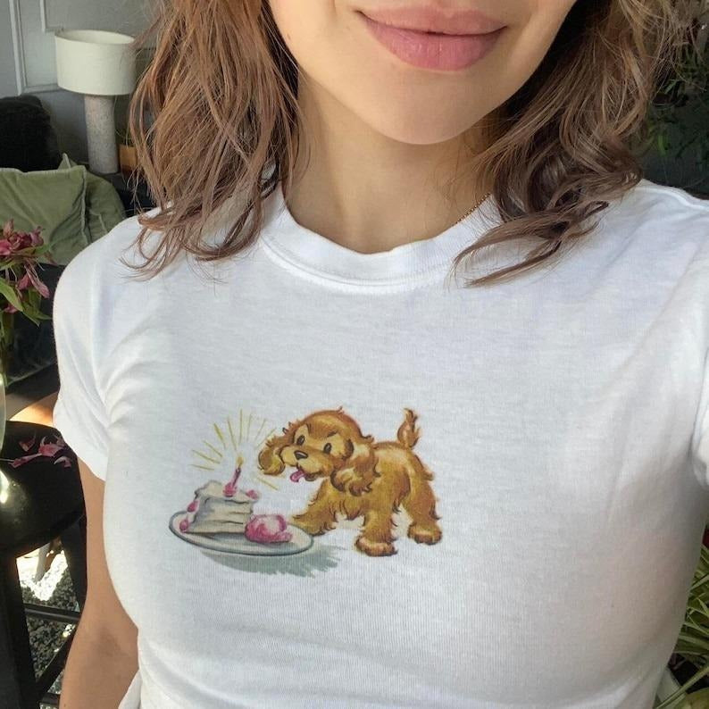Retro Puppy Baby Tee, Cottagecore Baby Tee, Pinterest Aesthetic, Retro Cake Shirt Cotton Fashion Hoodie, Sweatshirt