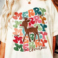 Retro Reindeer, Merry Christmas Christmas Sublimation T-Shirt Hoodie, Sweatshirt | ZylaModa.com