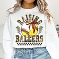 Retro Softball Baseball , Raising Ballers , Game Day Softball , Baseball Coquette Bow , Baseball Mom Sweatshirt T-Shirts,...