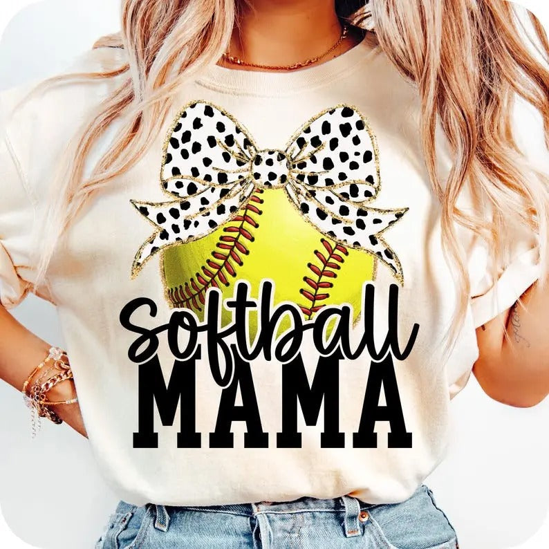 Retro Softball Mama Coquette T- Shirt, Softball Mama T- Shirt, Baseball Mom, Baseball Graphic Tees Hoodie, Sweatshirt
